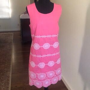 Boden coral embroidered shift dress, size US12